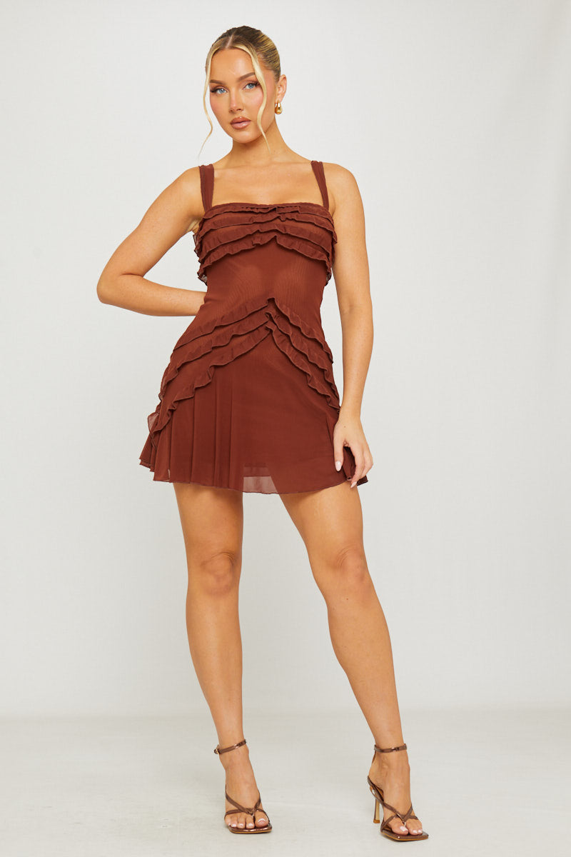 STRAPLESS CHIFFON  MINI DRESS