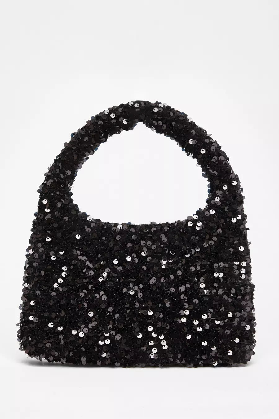 Black Sequin Top Handle Bag