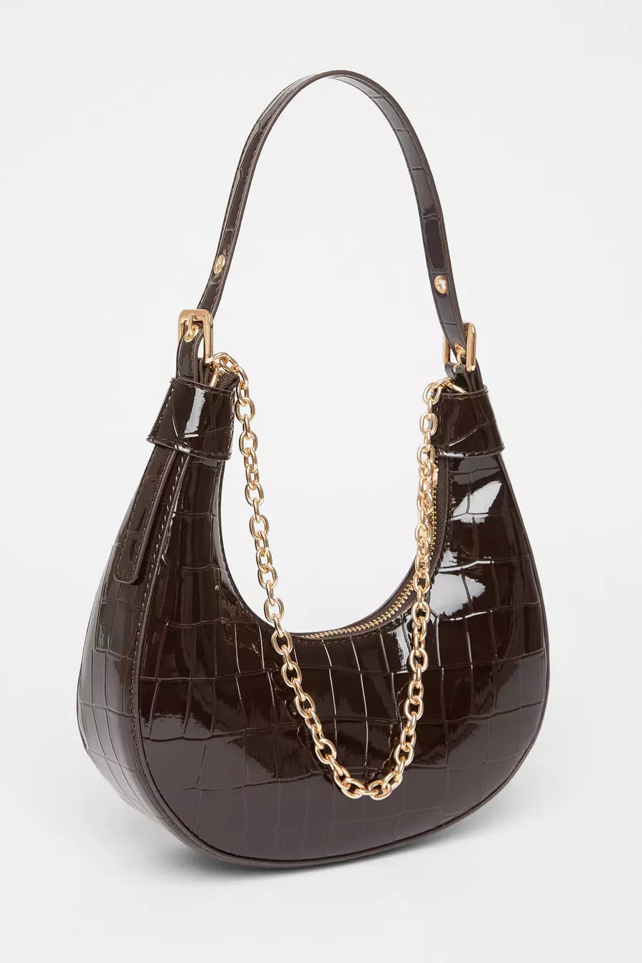 Brown Patent Croc Shoulder bag