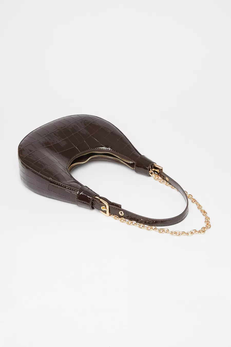 Brown Patent Croc Shoulder bag