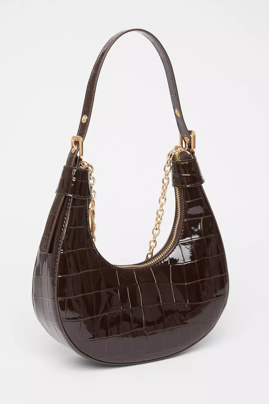 Brown Patent Croc Shoulder bag