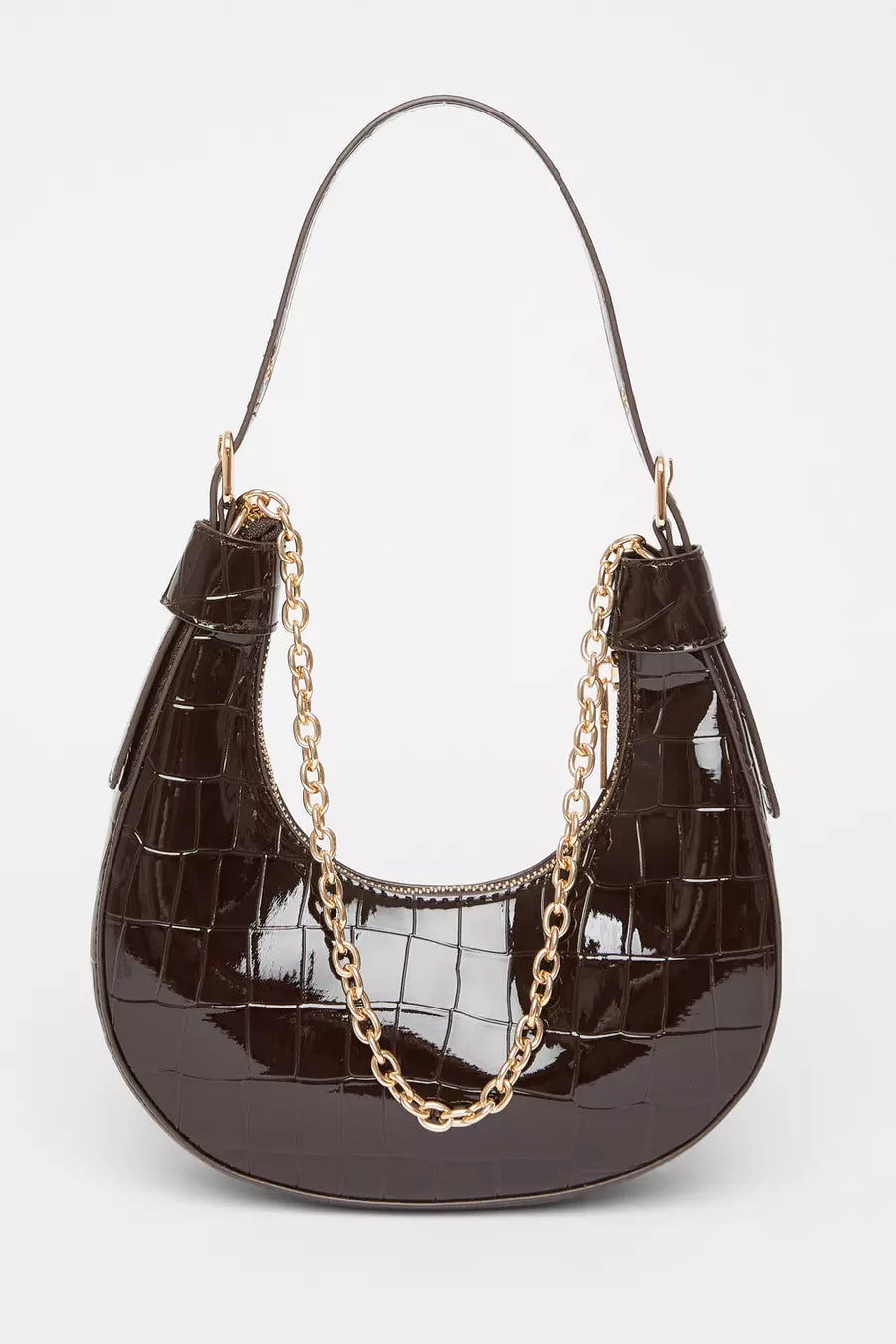 Brown Patent Croc Shoulder bag