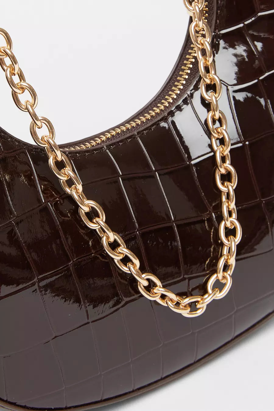 Brown Patent Croc Shoulder bag
