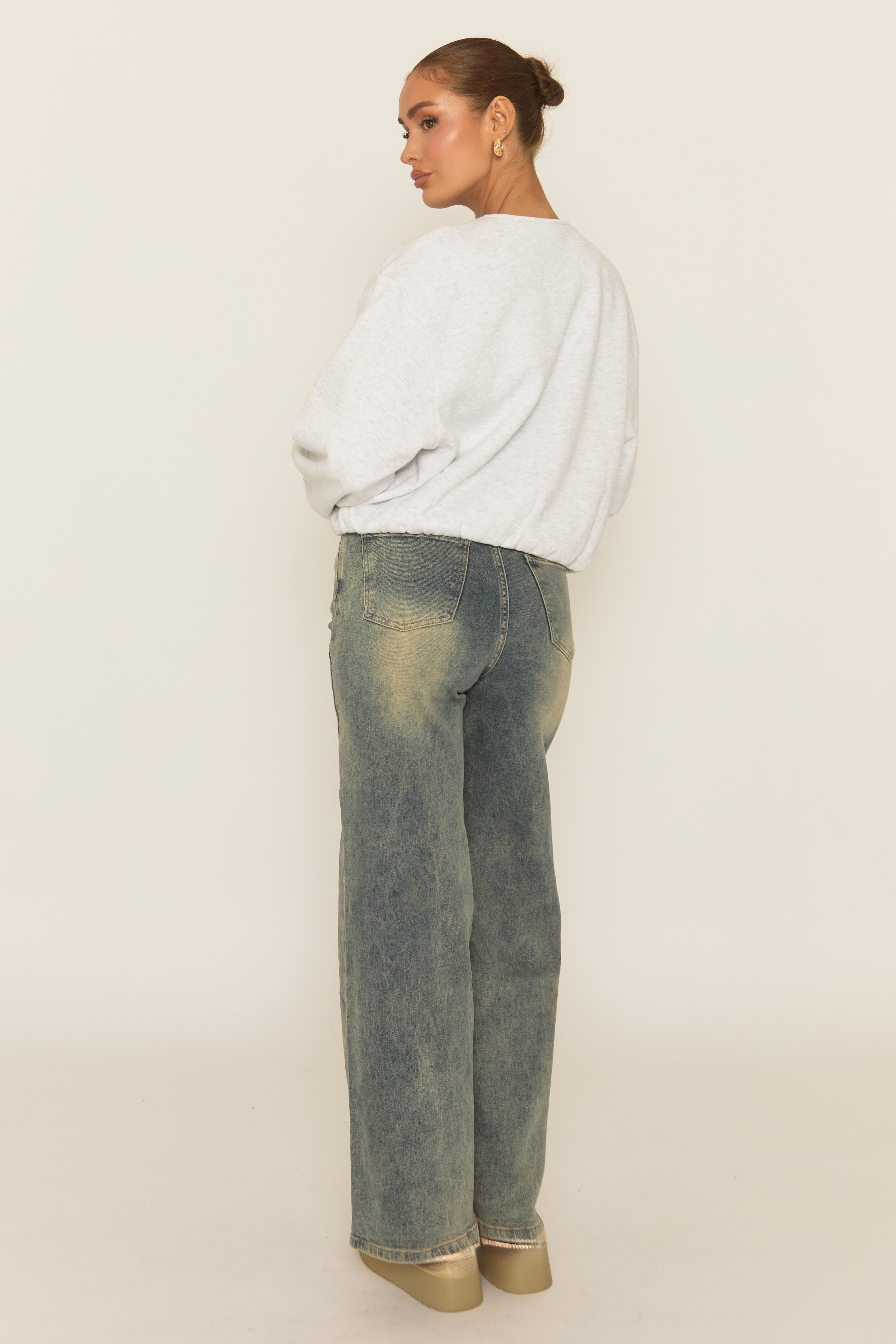 Grey Marl Collarless Lightweight Bomber Jacket - Averil