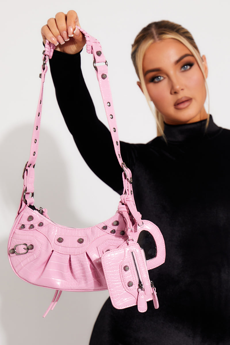 White Faux Leather Cagole Shoulder Bag