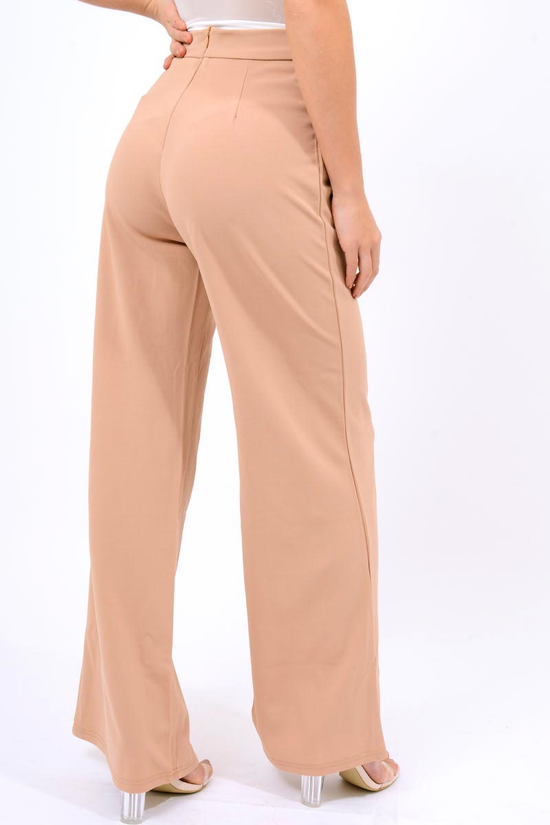 Camel High Waist Flare Trousers -Tisha