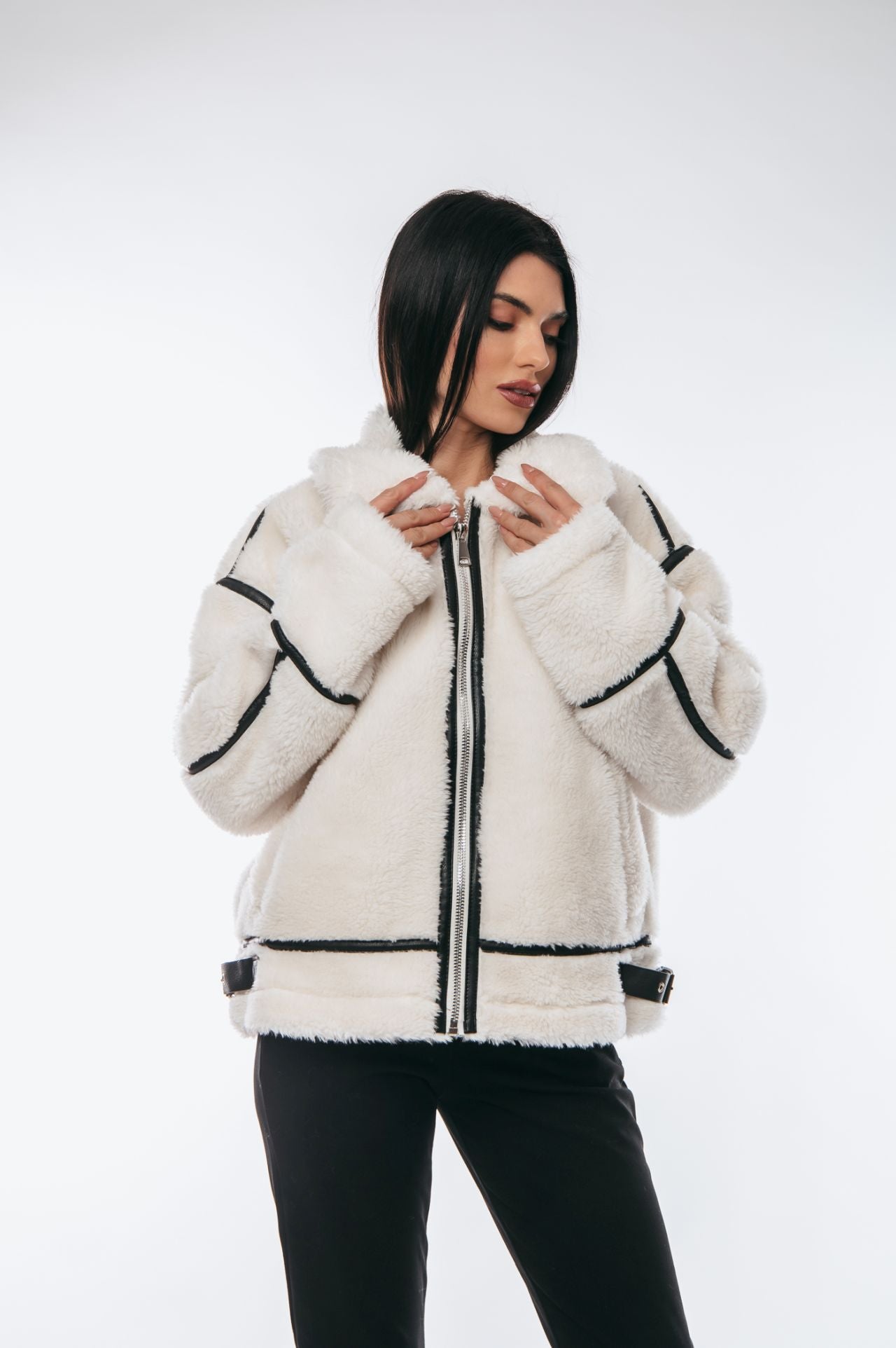 Cozy Teddy Biker Style Jacket