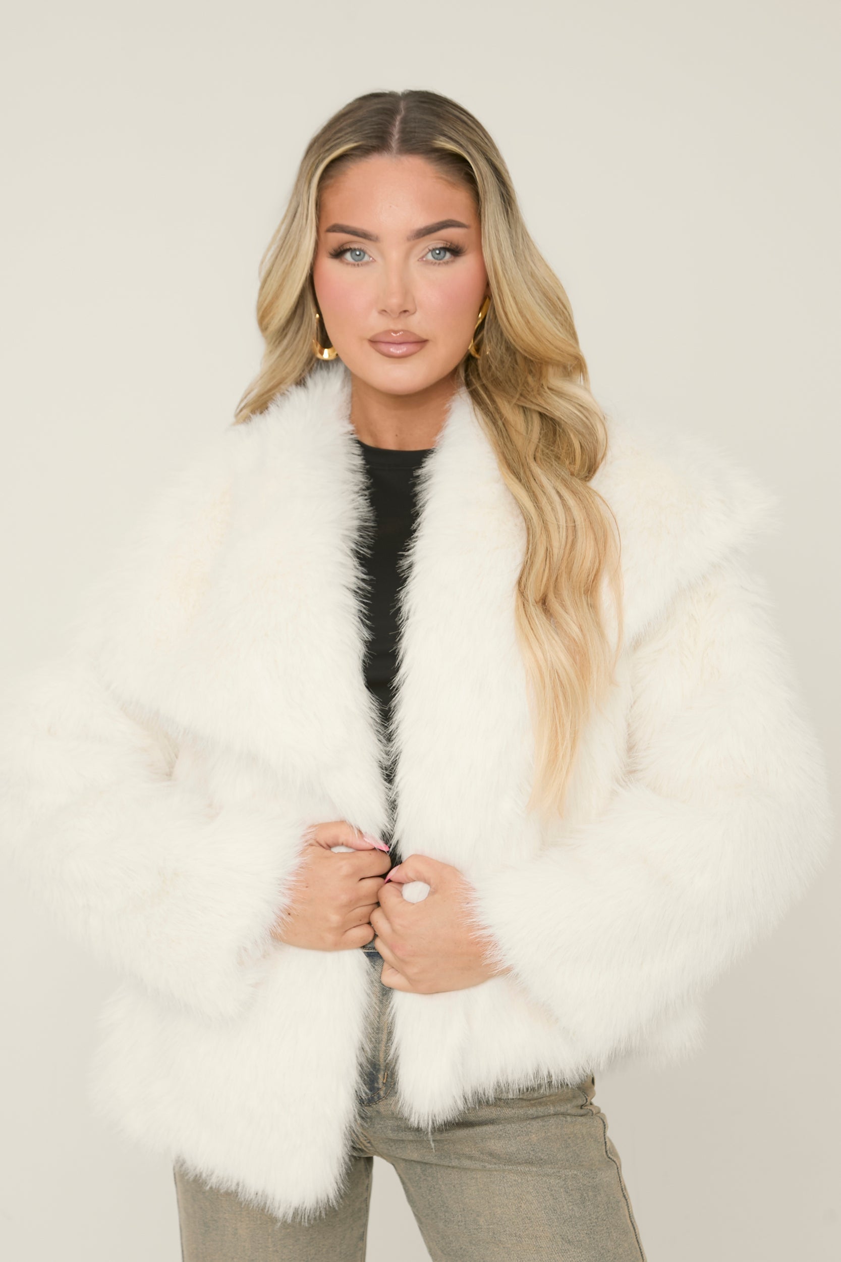 Luxe Plush Faux-Fur Shawl Collar Coat
