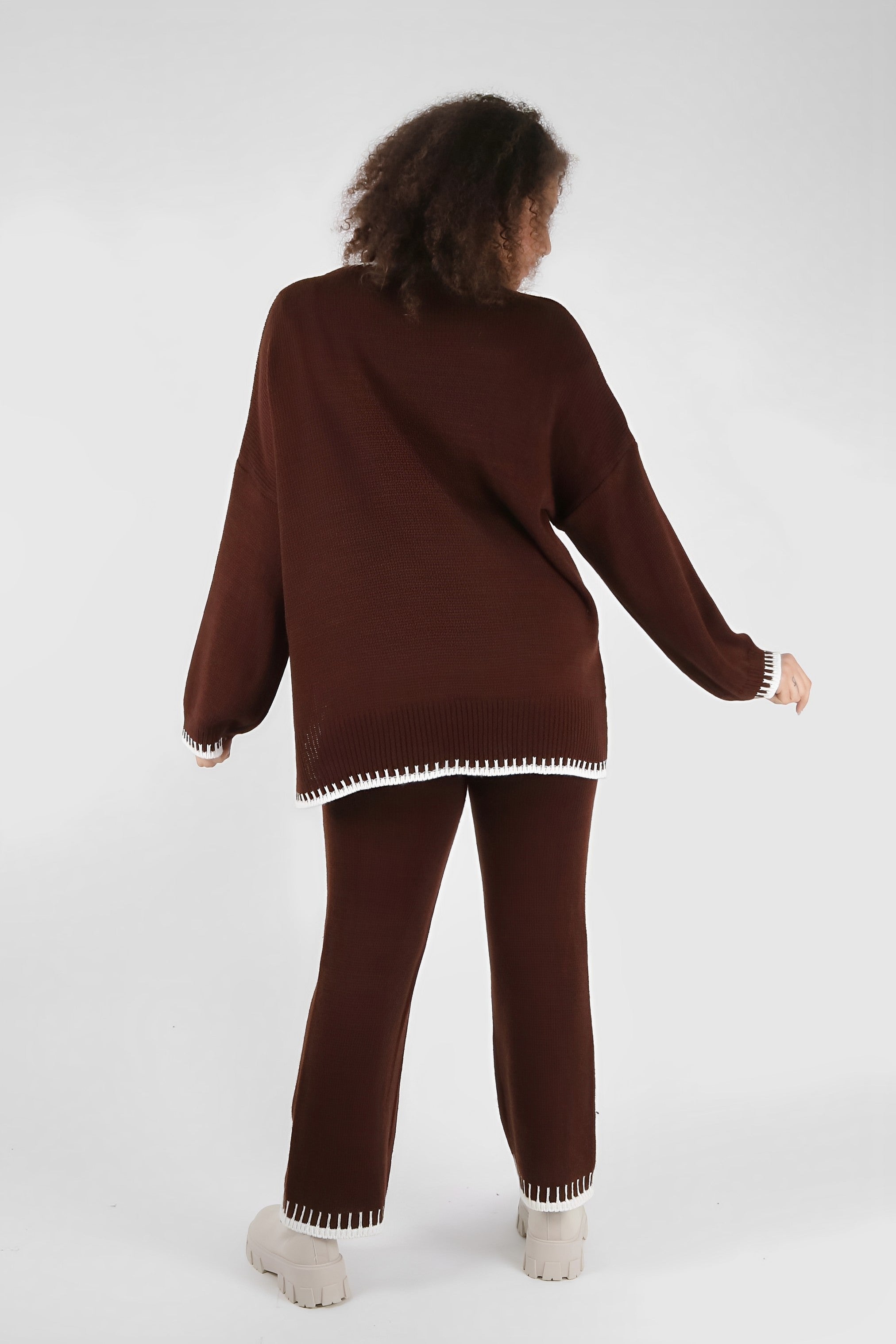 Beige Relaxed Knit Co-ord Set