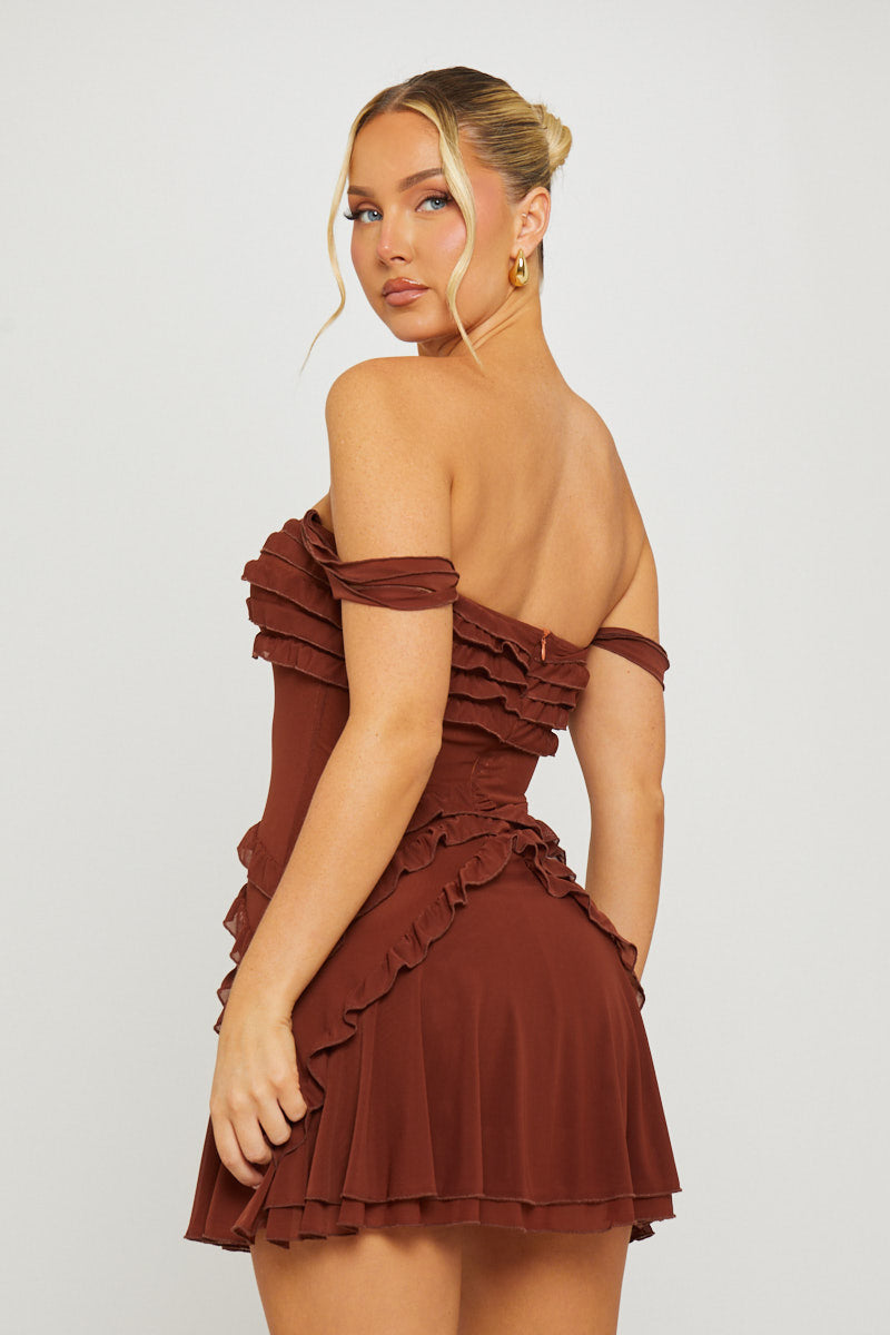 STRAPLESS CHIFFON  MINI DRESS