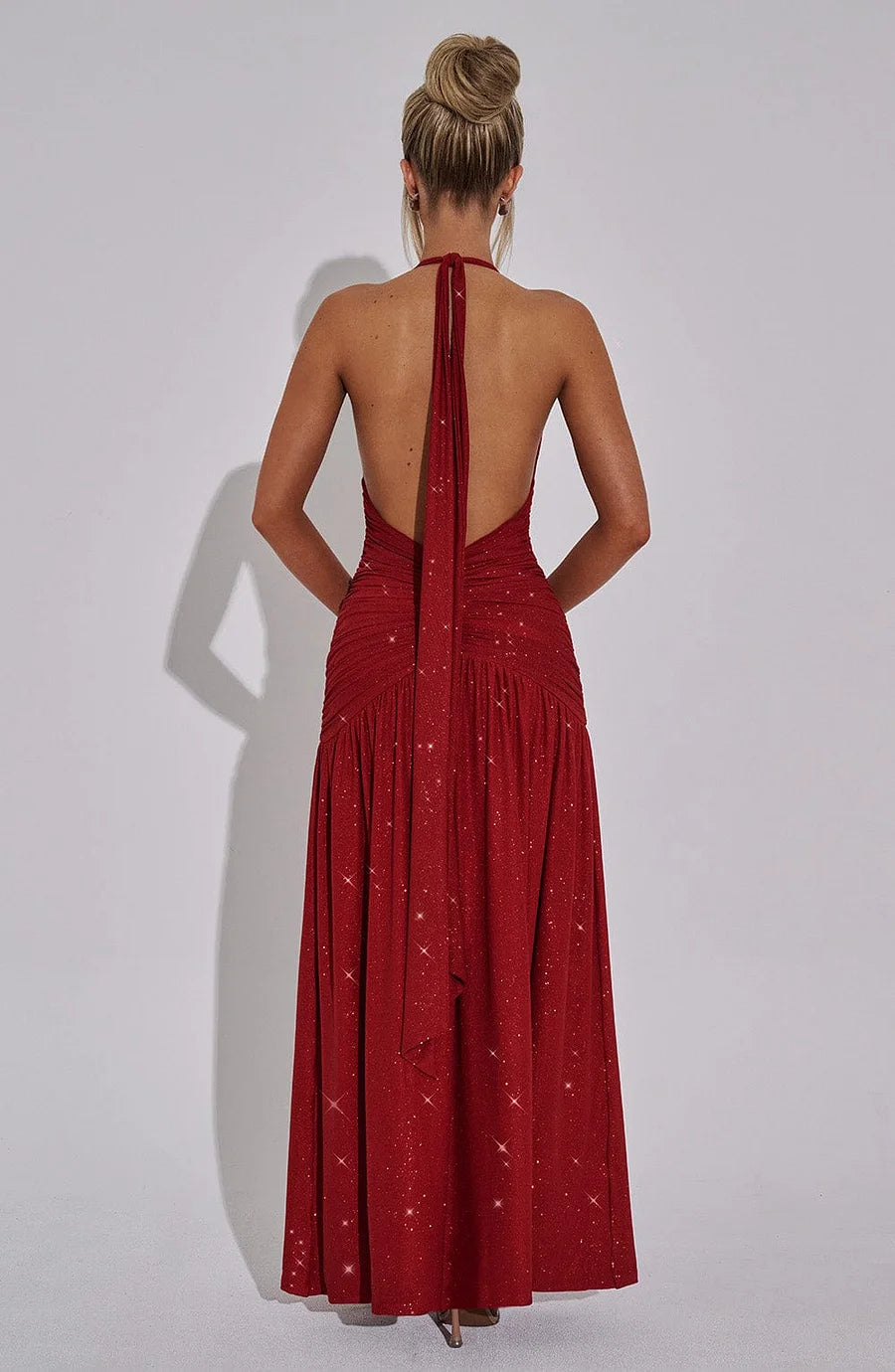 Melania Maxi-jurk - Rode glitter