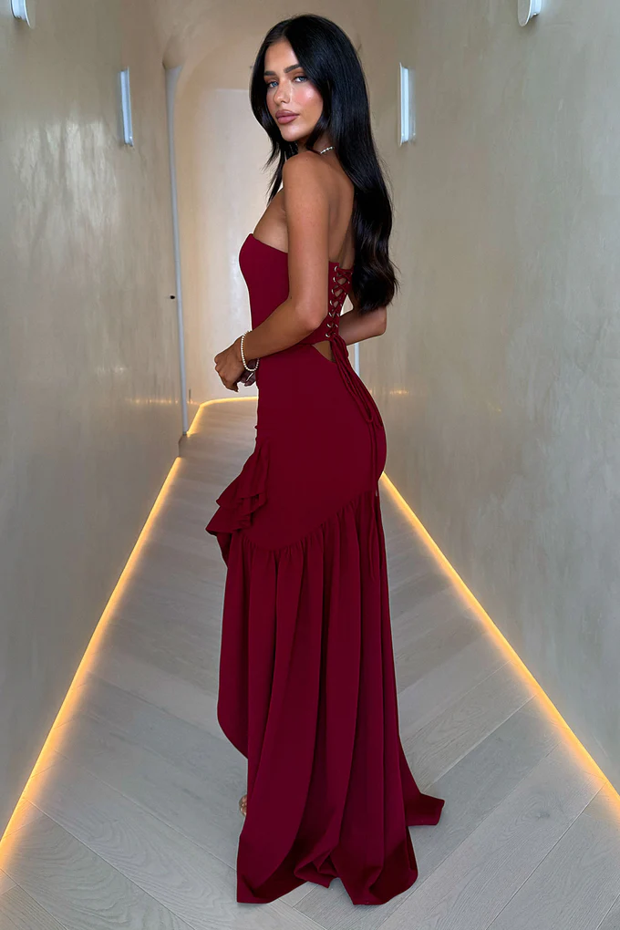 Sexy Tube Top Slit Modieuze Slanke Schouder Fishtail Jurk