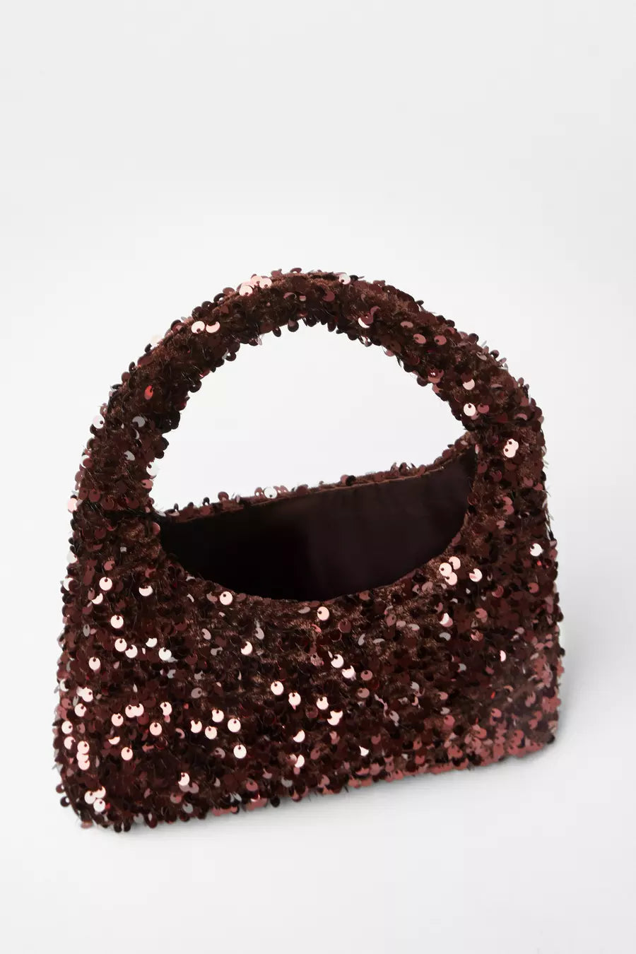 Black Sequin Top Handle Bag