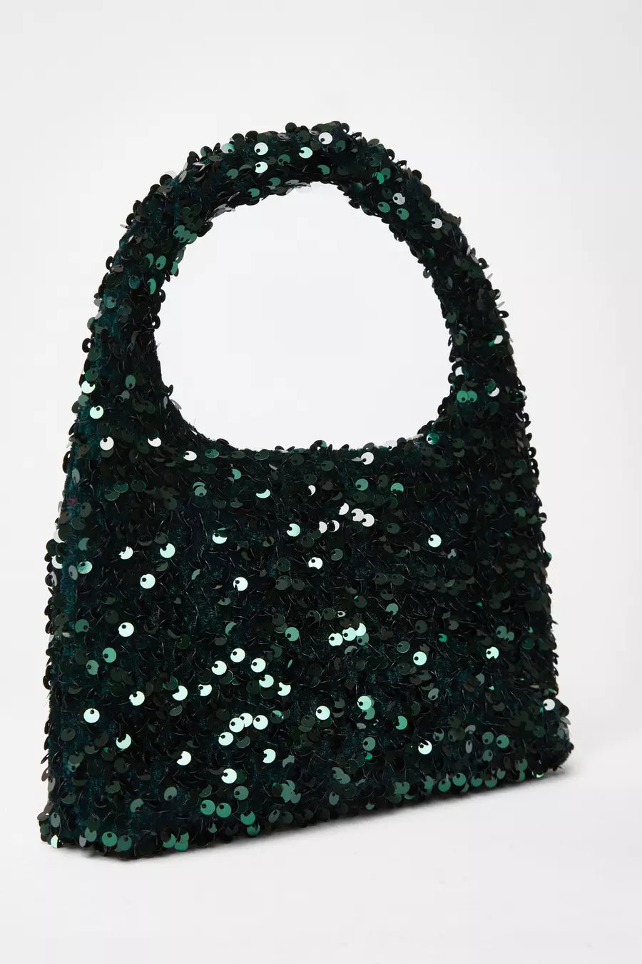Black Sequin Top Handle Bag