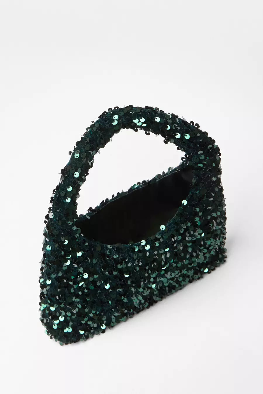 Black Sequin Top Handle Bag