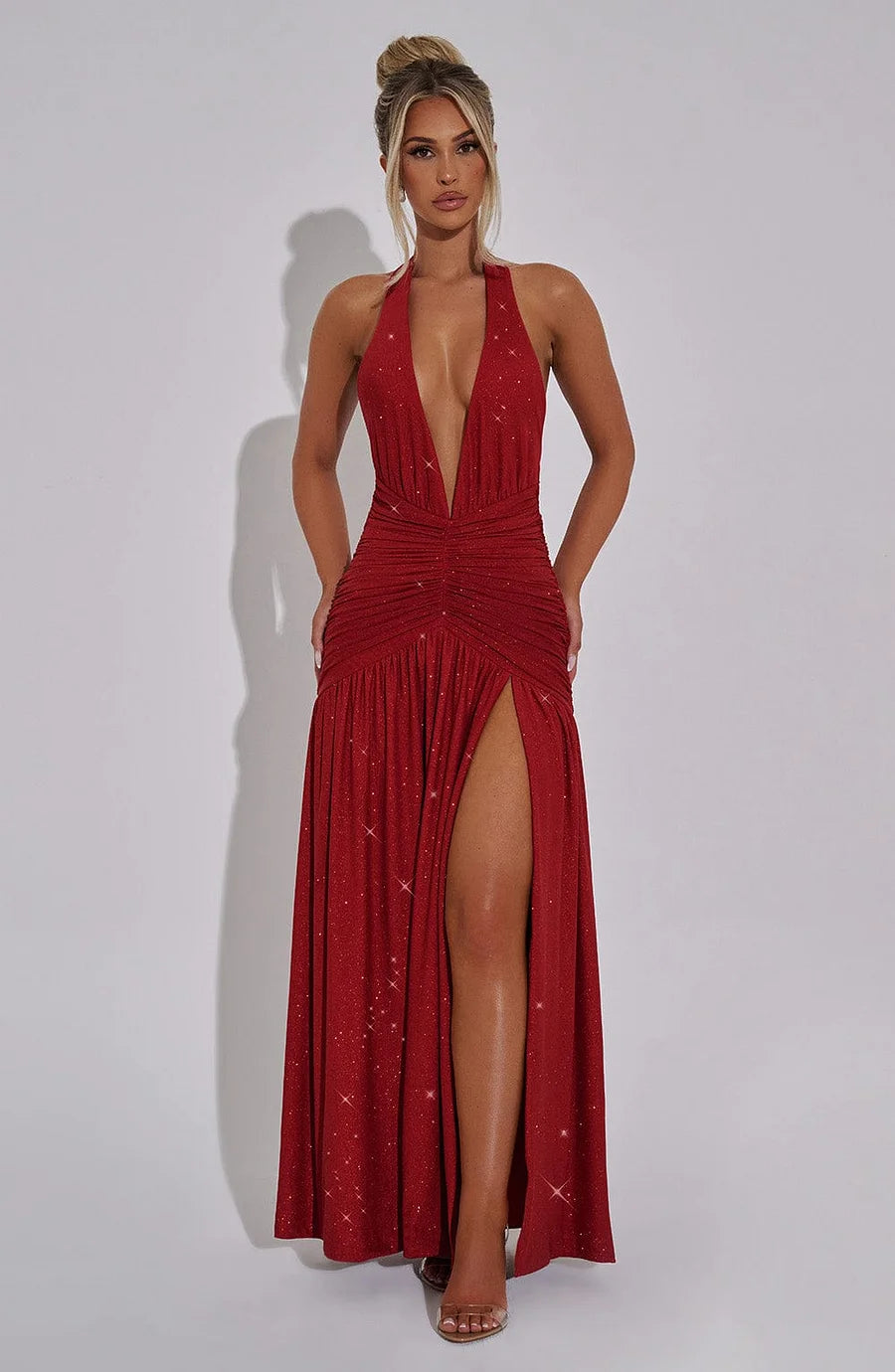 Melania Maxi-jurk - Rode glitter